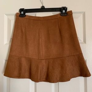 Ruffled Suede Skirt